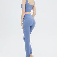 Zipper Stretchy Bras Sports Top Yoga Pants Set