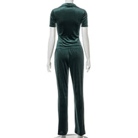 High Waist Sports Suit Short-sleeved Two-piece Women Tracksuit