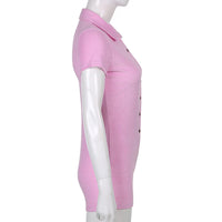 Women's Solid Color Close Fitting Lapel Button Short Sleeves Bodysuit