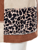 Two-color Splicing Peach Lifting Leopard Print Womens Short Skirt