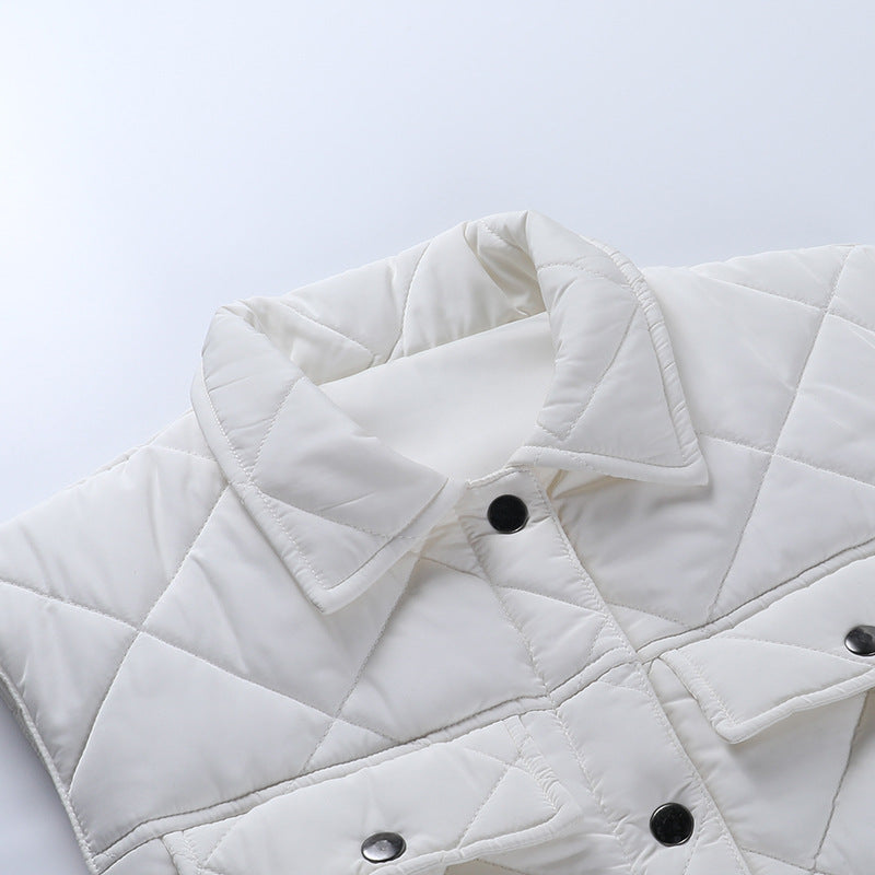 Women's Autumn and Winter Short Coat Sleeveless Jacket with Pocket
