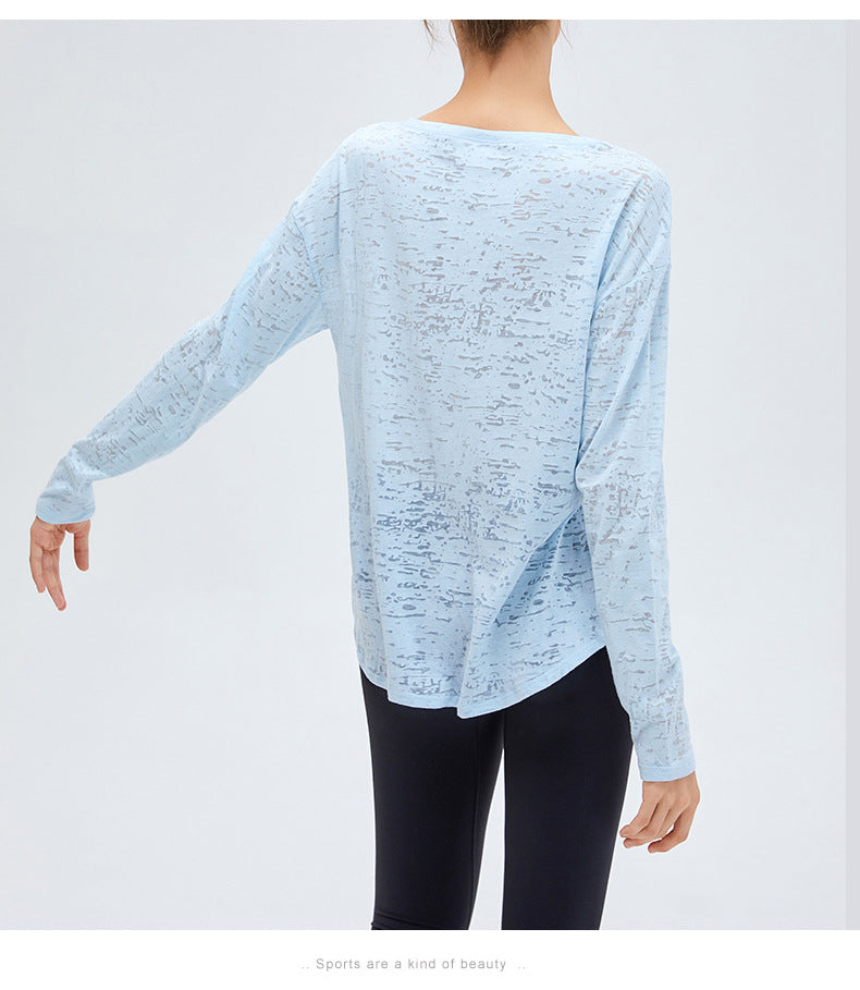 Breathable Loose Sports Blouse Long-sleeved Tops Women