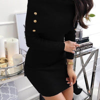 Off The Shoulder Button Bodycon Dress