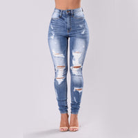 Plus Size High Rise Ripped Skinny Women's Jeans