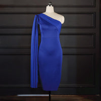 Plus Size One Shoulder Elegant Bodycon Strech Evening Dress