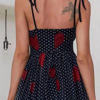 Polka Dot Heart Print Mesh Maxi Dress