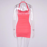 Halter Solid Color Bodycon Ruched Mini Dress