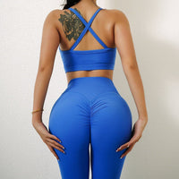 Hollow-Out Cross Back Medium Support Yoga Suit