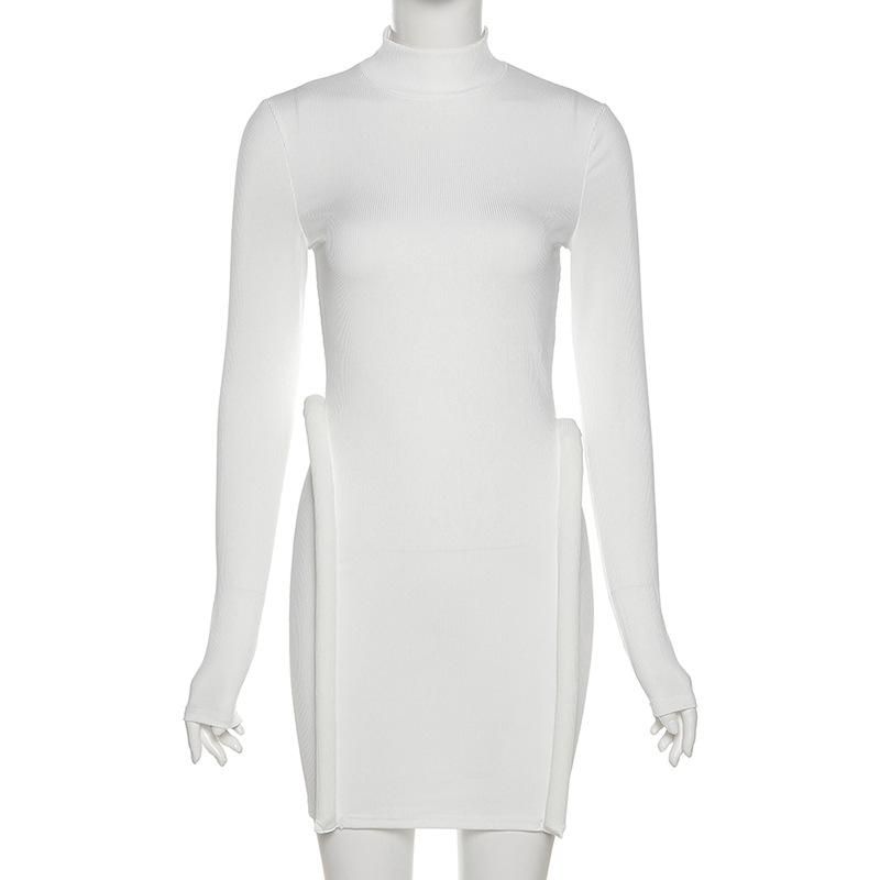 Trendy High Neckline Hip-Lifted Bodycon Mini Dress