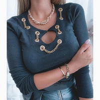Trendy Hollow-Out Chains Top