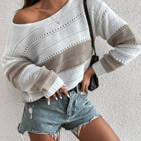 Trendy Hollow-Out Ribbed Cuff Sweater