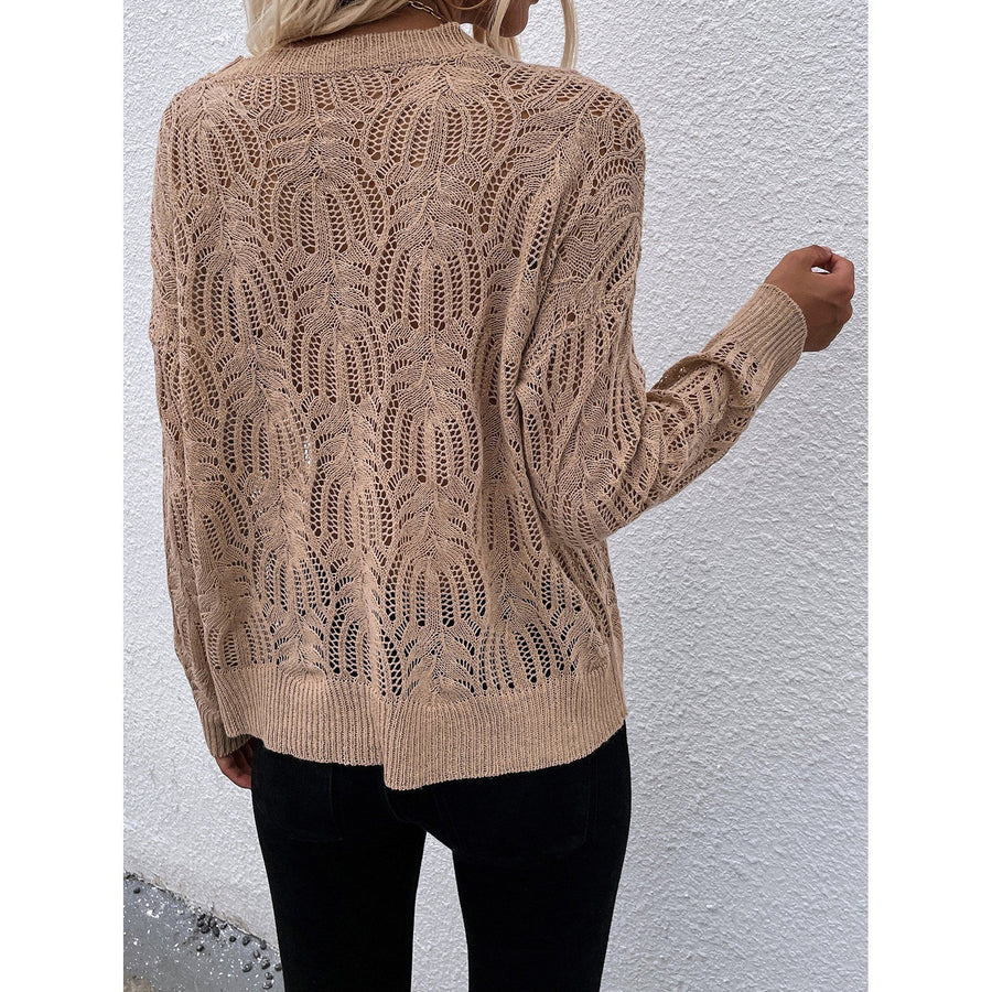 Trendy Ribbed Cuff Hollow-Out Knitted Top