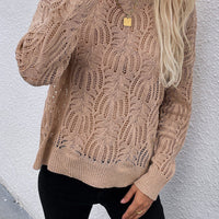 Trendy Ribbed Cuff Hollow-Out Knitted Top