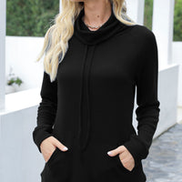 Turtle Neck Pocket Long Sleeves Knitted Top