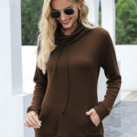 Turtle Neck Pocket Long Sleeves Knitted Top