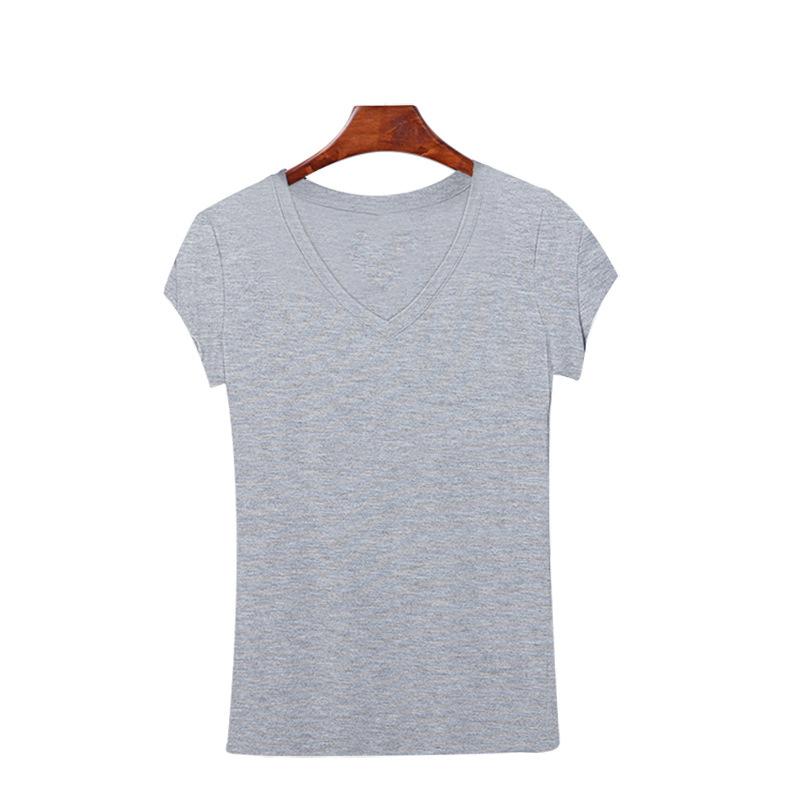 V-Neck Basic Cap Sleeve Solid Color T-Shirt