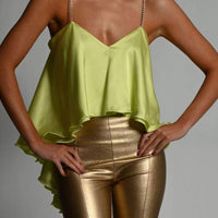 V-Neck Sequin Ruffled Solid Color Casual Camisole