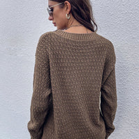 Vintage Solid Color Ribbed Cuff Sweater
