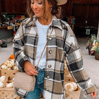 Warm Plaid Front Long Sleeve Buttoned Up Top