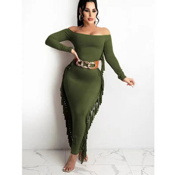 Women's  Fashion Solid Color Long Sleeve Dress