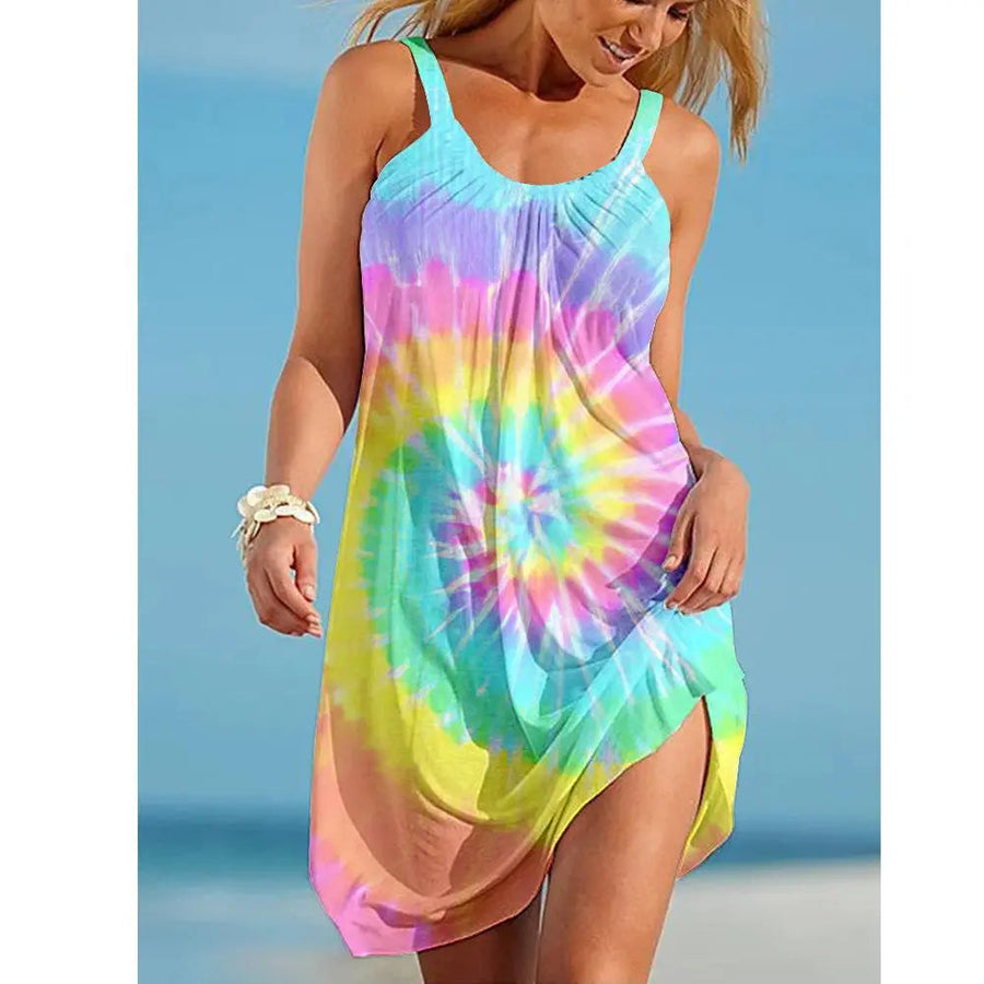 Women's Beach Tie Dye Print Tank Dress