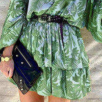 Women's Boho Plants Print Sleeveless Dress