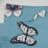 Women's Butterfly Print Padded Shoulder Split Midi Pencil Dress