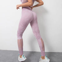 Women's Camo Print Tummy Control Hollow Out Yoga Pants