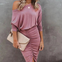 Women's Casual Asymmetrical Ruched Dress