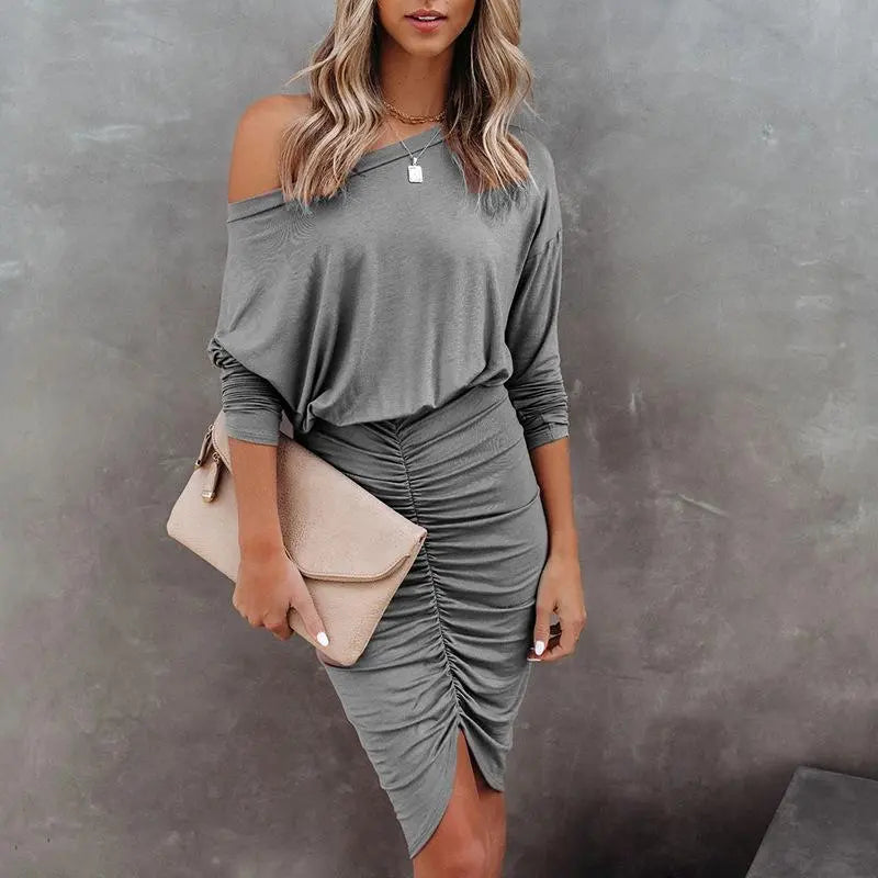 Women's Casual Asymmetrical Ruched Dress