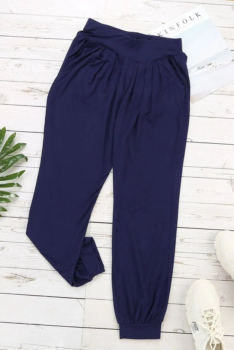 Women's Casual Elastic High Waist Jogger Pants With Pocket