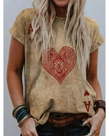 Women's Casual Heart T-Shirt Top