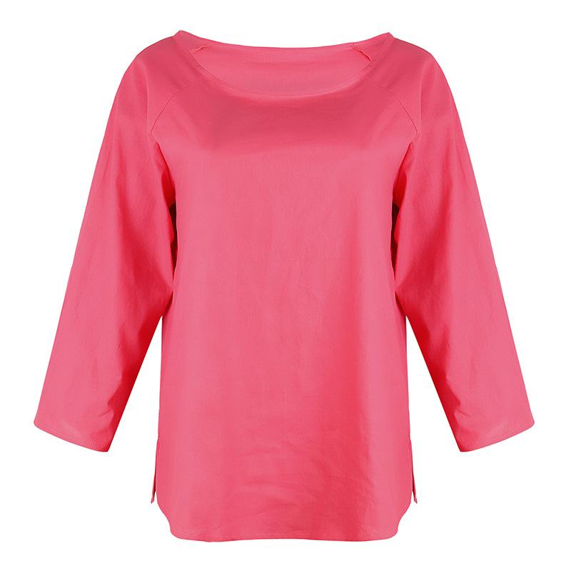 Women's Casual Long Sleeve Round Neck Solid Shirts