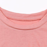 Women's Casual Ruffle Trim Short Sleeve Solid T Shirt