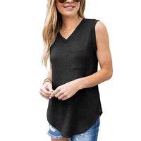 Women's Casual Sleeveless Pocket Front Waffle Knit Tank Tops