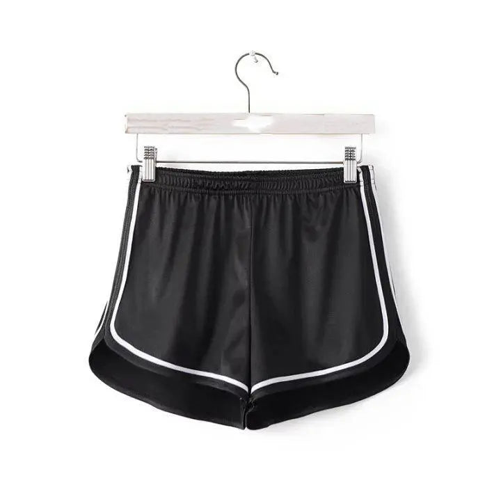 Women's Casual Striped Elastic Waist Workout Dolphin Shorts