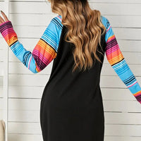 Women's Casual Striped Long Sleeve Raglan T Shirt Dress