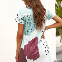 Women's Casual Tie Dye Short Sleeve Mini T Shirt Dress