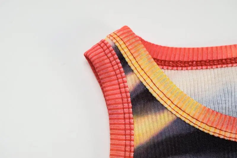 Women's Casual Tie Dye Tiger Print Sleeveless Bdoycon Tank Dress