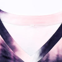 Women's Casual Tie Dye V Neck Short Sleeve T Shirt