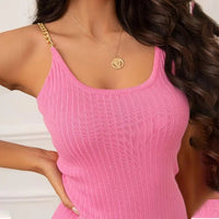Women's Chain Strap Sleeveless Knitted Bodycon Cami Dress