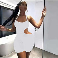 Women's Cut Out Backless Tie Knot Halter Neck Bodycon Romper