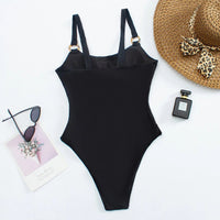 Women's Cut Out Front O Ring High Cut One Piece Swimsuit