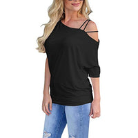 Women's Cut Out Shoulder Short Sleeve Solid T Shirt