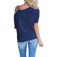 Women's Cut Out Shoulder Short Sleeve Solid T Shirt
