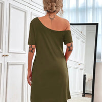 Women's Drop Shoulder Short Sleeve Solid Mini Bodycon Dress