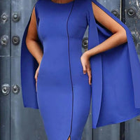 Women's Elegant Split Sleeve Round Neck Solid Mini Pencil Dress
