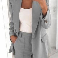 Women's Fashion Shoulder Padded Long Sleeve Solid Blazer