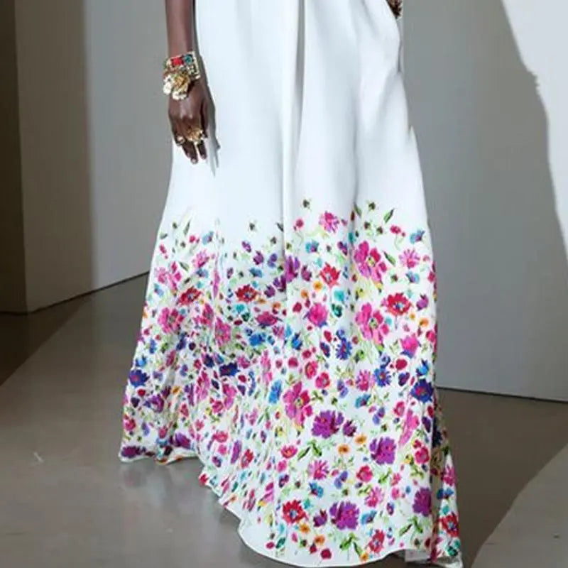 Women's Floral Print Sleeveless Halter Neck Maxi Dress