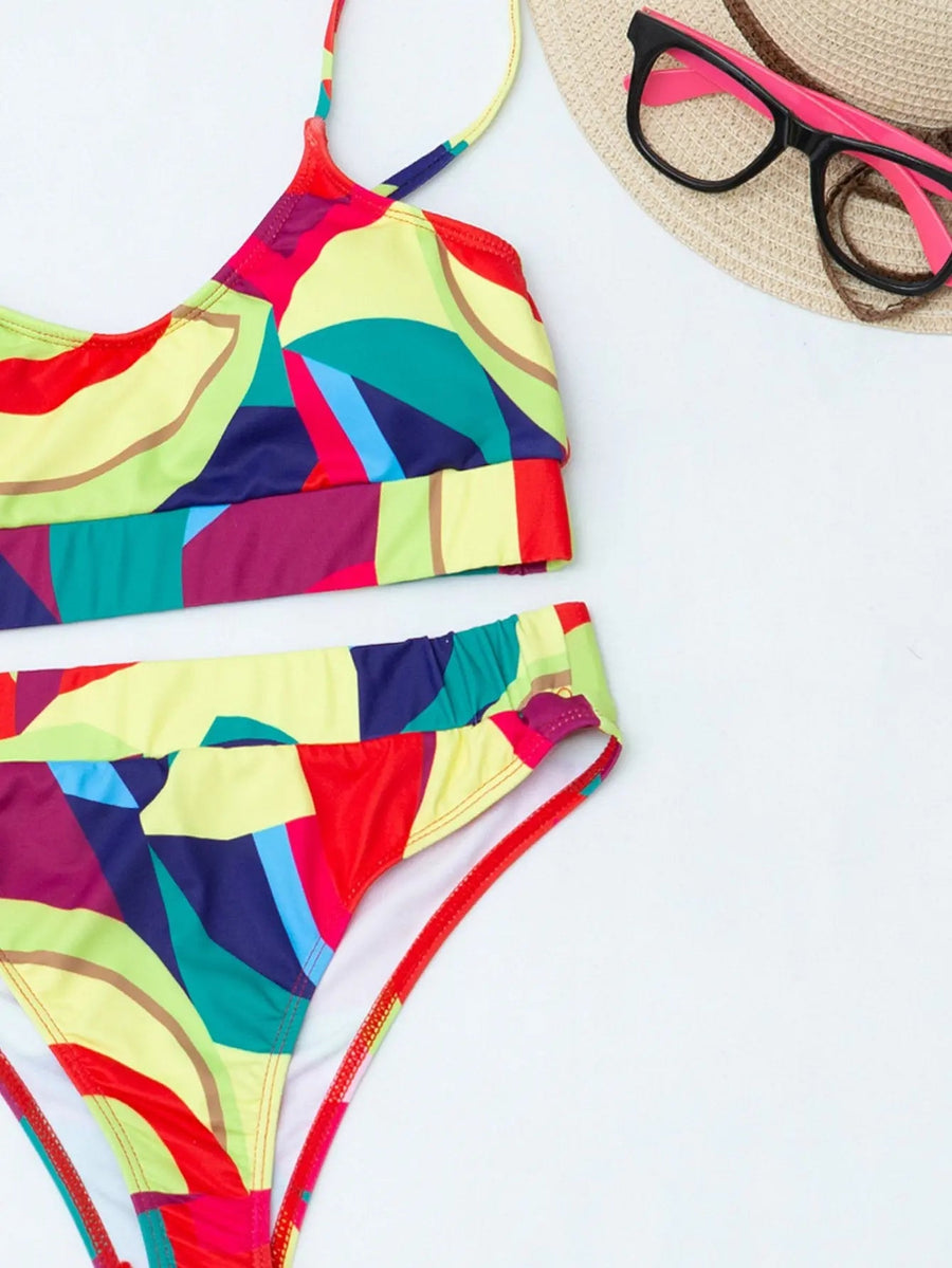 Women's Geo Print Spaghetti Strap Two Piece Bikini Swimsuit